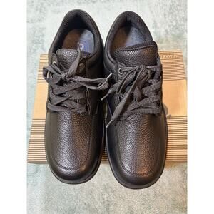 Orthofeet Men's Wide Orthopedic Leather Sneakers Black Arch Support 10 2E